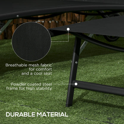 Ensemble de 2 chaises longues de patio Outsunny, fauteuil inclinable d'extérieur 2 pièces avec roulettes, dossier réglable sur 5 niveaux