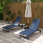 Ensemble de 2 chaises longues de patio Outsunny, fauteuil inclinable d'extérieur 2 pièces avec roulettes, dossier réglable sur 5 niveaux