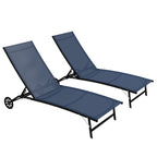 Ensemble de 2 chaises longues de patio Outsunny, fauteuil inclinable d'extérieur 2 pièces avec roulettes, dossier réglable sur 5 niveaux