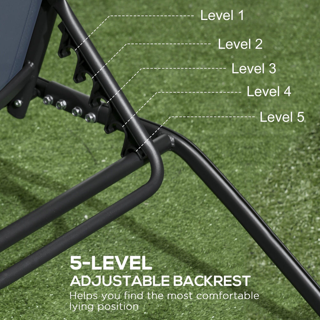 Ensemble de 2 chaises longues de patio Outsunny, fauteuil inclinable d'extérieur 2 pièces avec roulettes, dossier réglable sur 5 niveaux