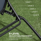 Ensemble de 2 chaises longues de patio Outsunny, fauteuil inclinable d'extérieur 2 pièces avec roulettes, dossier réglable sur 5 niveaux