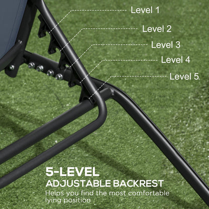 Ensemble de 2 chaises longues de patio Outsunny, fauteuil inclinable d'extérieur 2 pièces avec roulettes, dossier réglable sur 5 niveaux