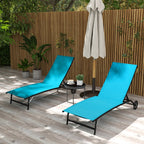 Ensemble de 2 chaises longues de patio Outsunny, fauteuil inclinable d'extérieur 2 pièces avec roulettes, dossier réglable sur 5 niveaux