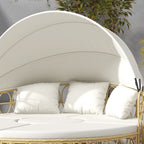 Ensemble de meubles de jardin Outsunny, lit de repos rond d'extérieur avec auvent rétractable, canapé sectionnel en rotin PE creux