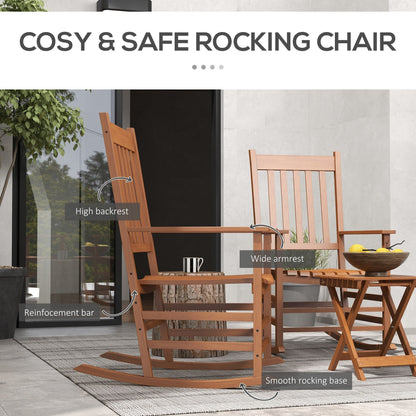 Ensemble de chaises à bascule en bois Outsunny avec table d'appoint pliable, chaises à bascule d'extérieur