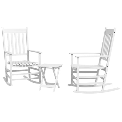 Ensemble de chaises à bascule en bois Outsunny avec table d'appoint pliable, chaises à bascule d'extérieur