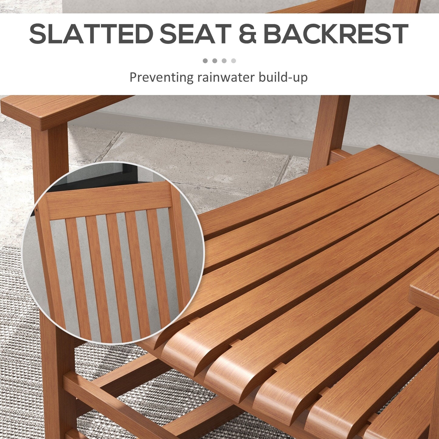 Ensemble de chaises à bascule en bois Outsunny avec table d'appoint pliable, chaises à bascule d'extérieur