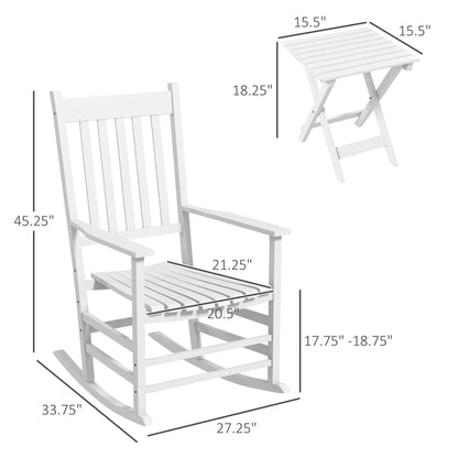 Ensemble de chaises à bascule en bois Outsunny avec table d'appoint pliable, chaises à bascule d'extérieur
