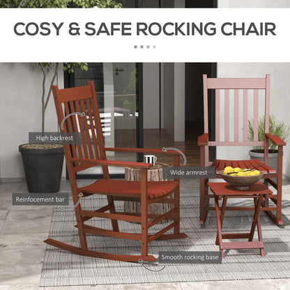 Ensemble de chaises à bascule en bois Outsunny avec table d'appoint pliable, chaises à bascule d'extérieur