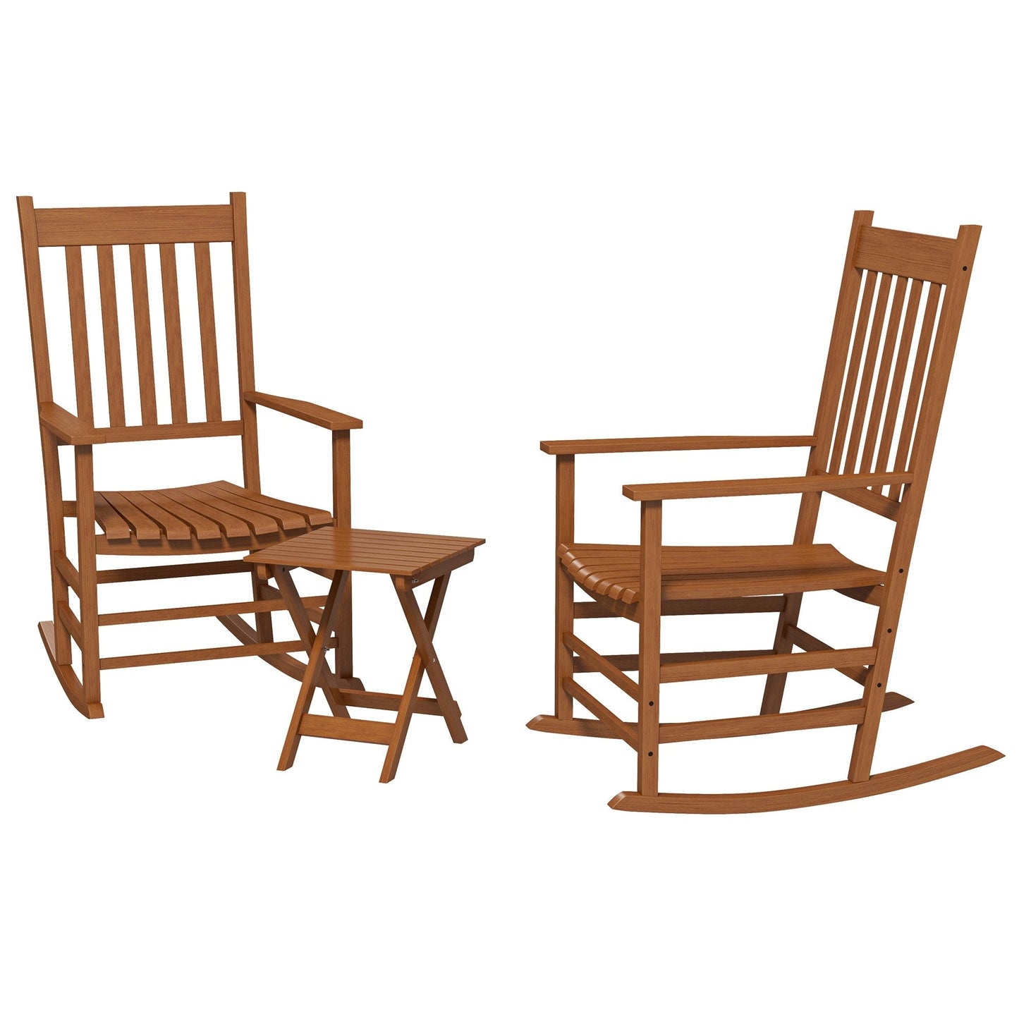 Ensemble de chaises à bascule en bois Outsunny avec table d'appoint pliable, chaises à bascule d'extérieur