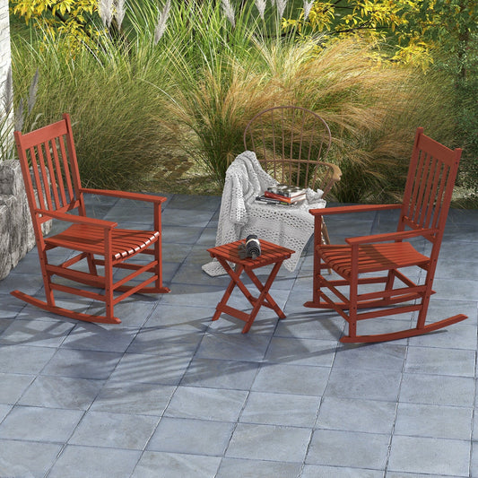 Ensemble de chaises à bascule en bois Outsunny avec table d'appoint pliable, chaises à bascule d'extérieur