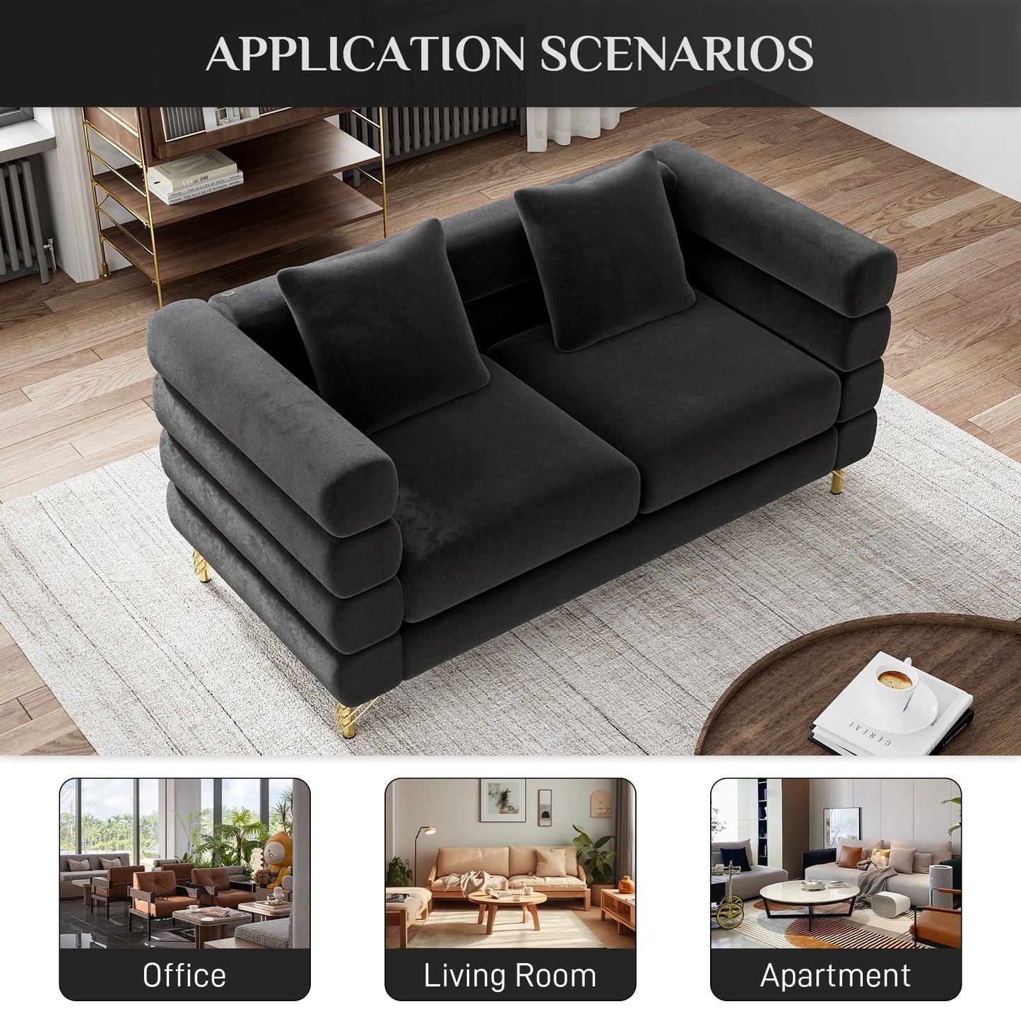 Canapé Ouyessir Mid-Century pour chambre, salon, bureau, appartement