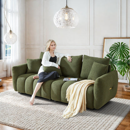 Canapé Ouyessir rembourré en tissu doux avec 3 coussins