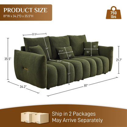 Canapé Ouyessir rembourré en tissu doux avec 3 coussins
