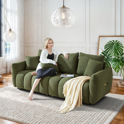 Canapé Ouyessir rembourré en tissu doux avec 3 coussins