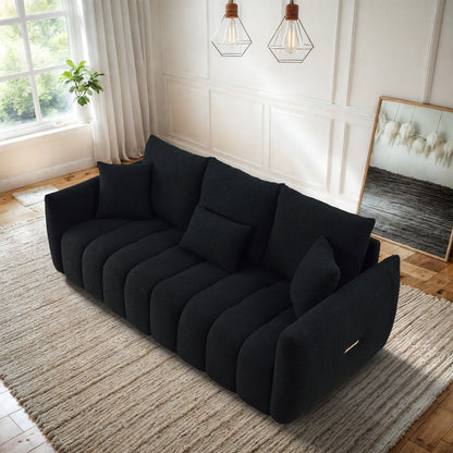 Canapé Ouyessir rembourré en tissu doux avec 3 coussins