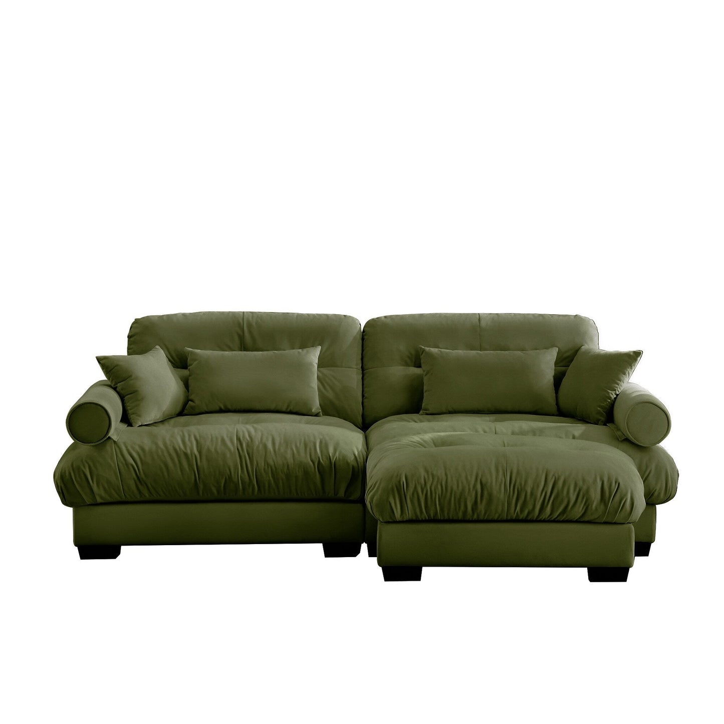 Canapé deux places moderne surdimensionné avec pouf, velours 2 places avec accoudoirs ronds