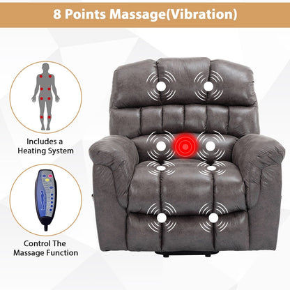 Fauteuil inclinable électrique surdimensionné de 42 po avec massage et chauffage