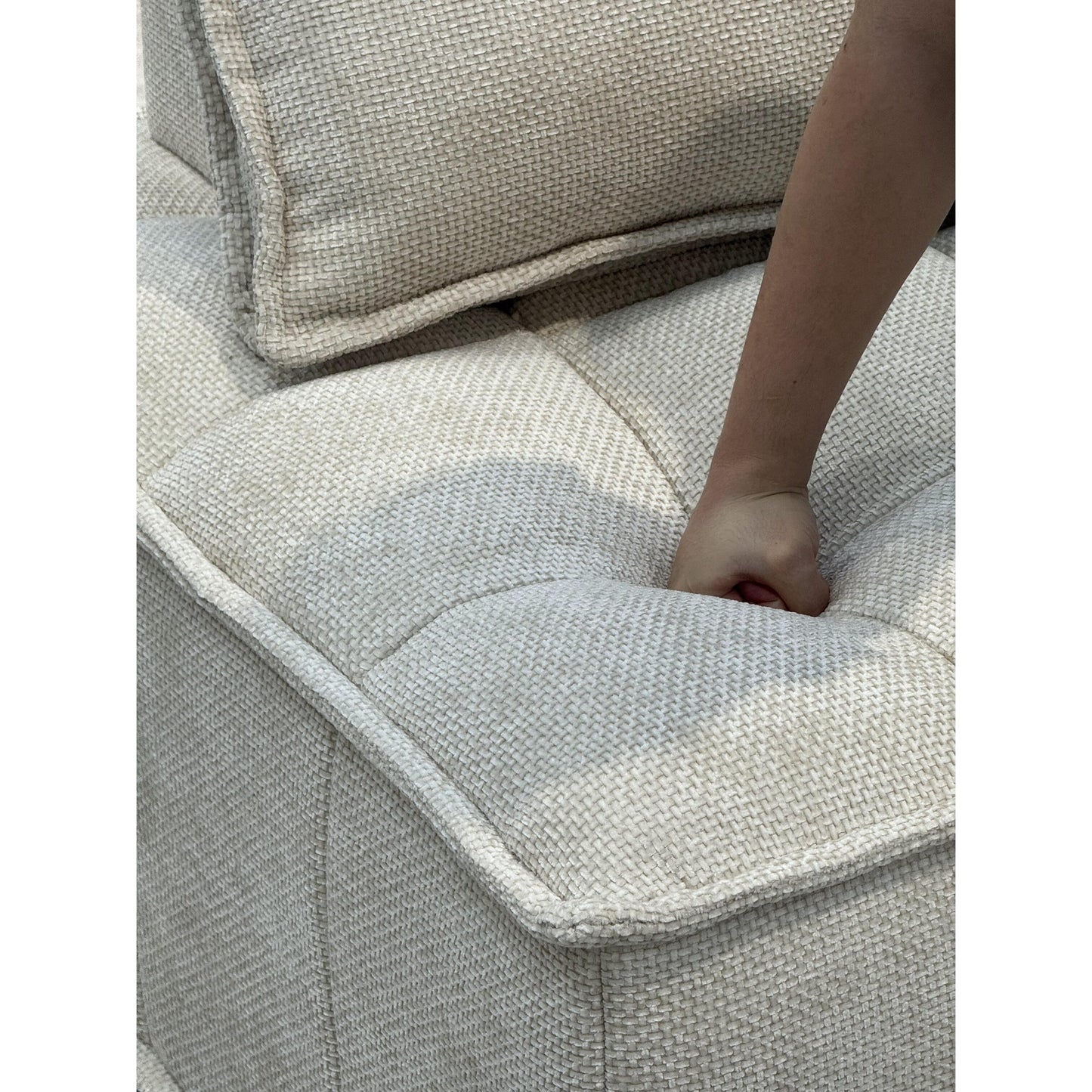 Ensemble de canapés carrés modulaires surdimensionnés 3 pièces en chenille avec coussins en mousse haute densité, combinaison libre