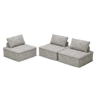 Ensemble de canapés carrés modulaires surdimensionnés 3 pièces en chenille avec coussins en mousse haute densité, combinaison libre