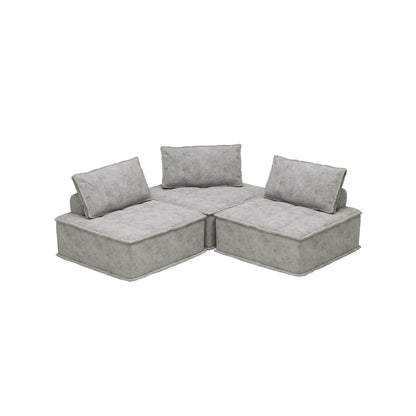 Ensemble de canapés carrés modulaires surdimensionnés 3 pièces en chenille avec coussins en mousse haute densité, combinaison libre