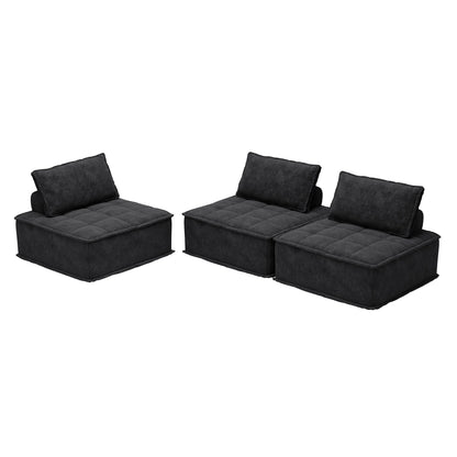 Ensemble de canapés carrés modulaires surdimensionnés 3 pièces en chenille avec coussins en mousse haute densité, combinaison libre