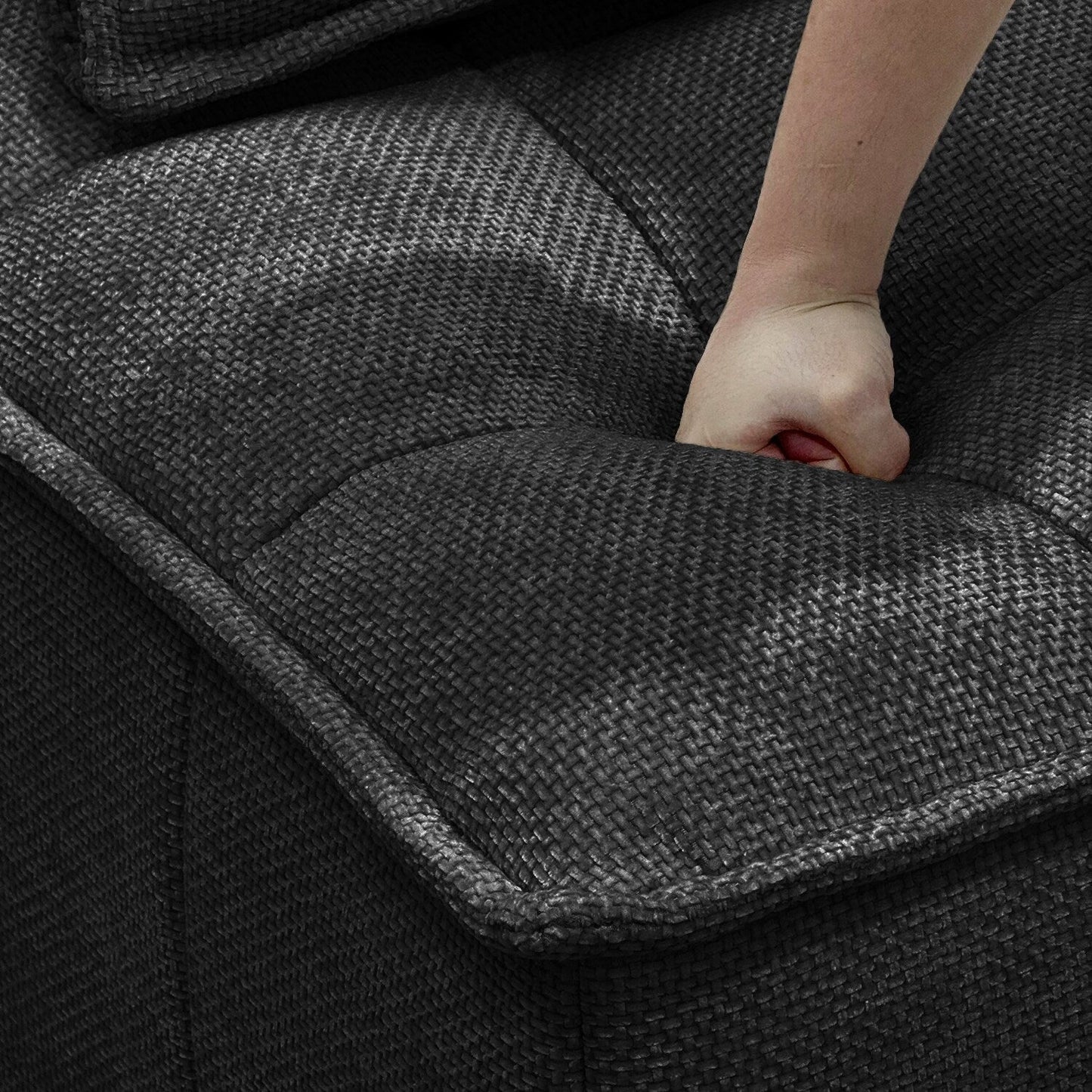 Ensemble de canapés carrés modulaires surdimensionnés 3 pièces en chenille avec coussins en mousse haute densité, combinaison libre