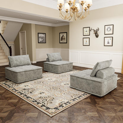 Ensemble de canapés carrés modulaires surdimensionnés 3 pièces en chenille avec coussins en mousse haute densité, combinaison libre