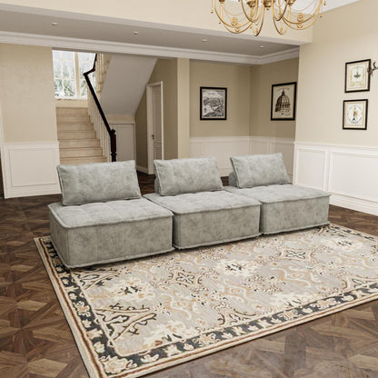 Ensemble de canapés carrés modulaires surdimensionnés 3 pièces en chenille avec coussins en mousse haute densité, combinaison libre