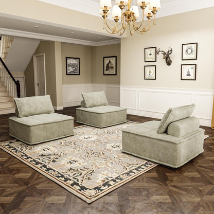 Ensemble de canapés carrés modulaires surdimensionnés 3 pièces en chenille avec coussins en mousse haute densité, combinaison libre
