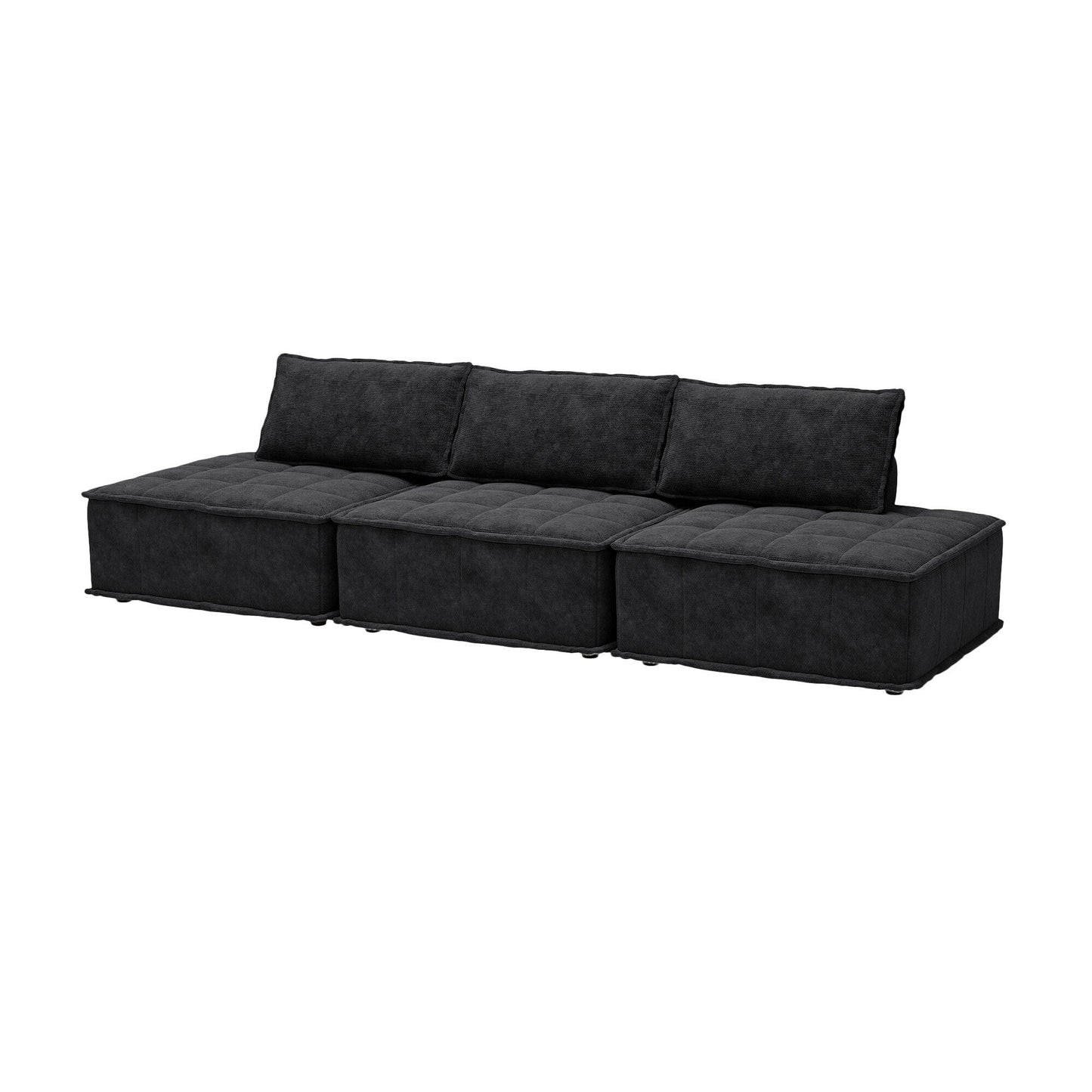 Ensemble de canapés carrés modulaires surdimensionnés 3 pièces en chenille avec coussins en mousse haute densité, combinaison libre