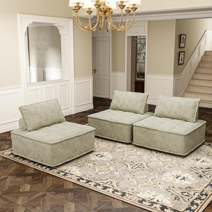 Ensemble de canapés carrés modulaires surdimensionnés 3 pièces en chenille avec coussins en mousse haute densité, combinaison libre