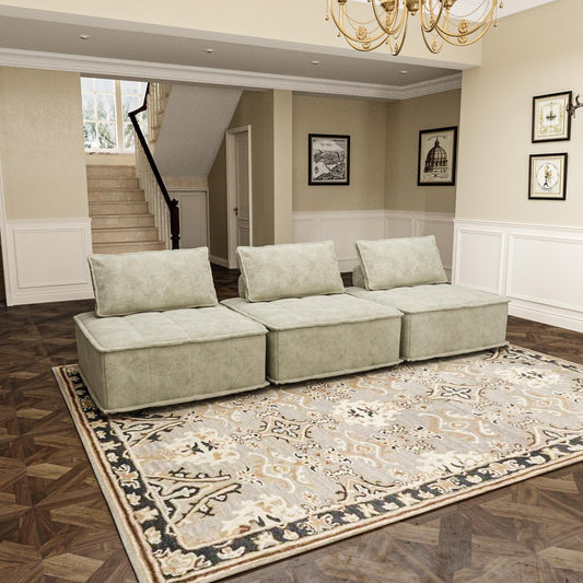 Ensemble de canapés carrés modulaires surdimensionnés 3 pièces en chenille avec coussins en mousse haute densité, combinaison libre