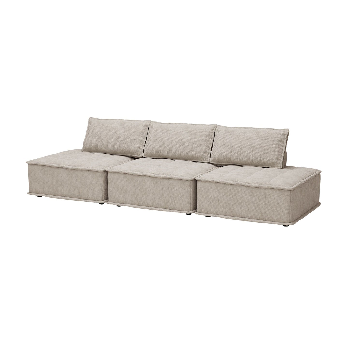 Ensemble de canapés carrés modulaires surdimensionnés 3 pièces en chenille avec coussins en mousse haute densité, combinaison libre