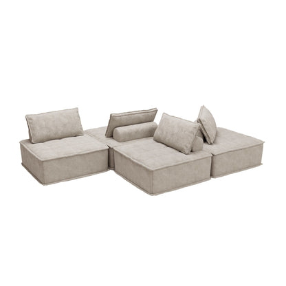 Ensemble de canapés carrés modulaires surdimensionnés 4 pièces en chenille avec coussins en mousse haute densité, combinaison libre