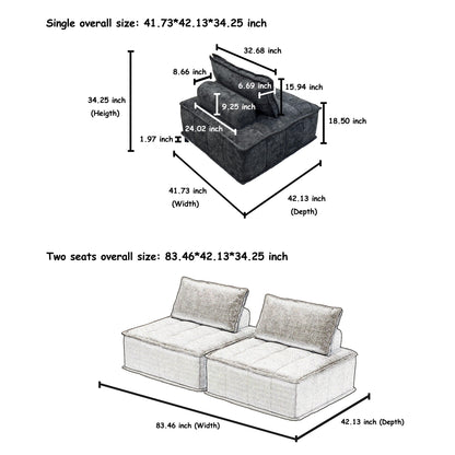 Ensemble de canapés carrés modulaires surdimensionnés 4 pièces en chenille avec coussins en mousse haute densité, combinaison libre