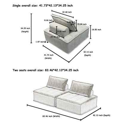 Ensemble de canapés carrés modulaires surdimensionnés 4 pièces en chenille avec coussins en mousse haute densité, combinaison libre