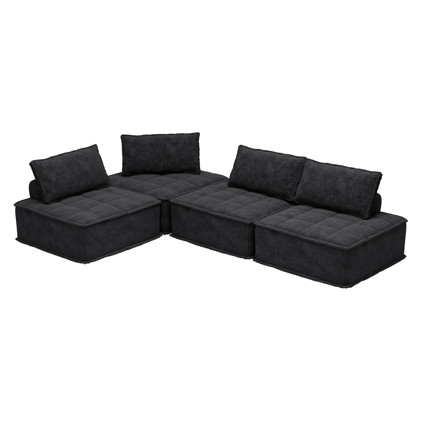 Ensemble de canapés carrés modulaires surdimensionnés 4 pièces en chenille avec coussins en mousse haute densité, combinaison libre