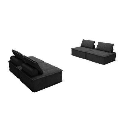 Ensemble de canapés carrés modulaires surdimensionnés 4 pièces en chenille avec coussins en mousse haute densité, combinaison libre