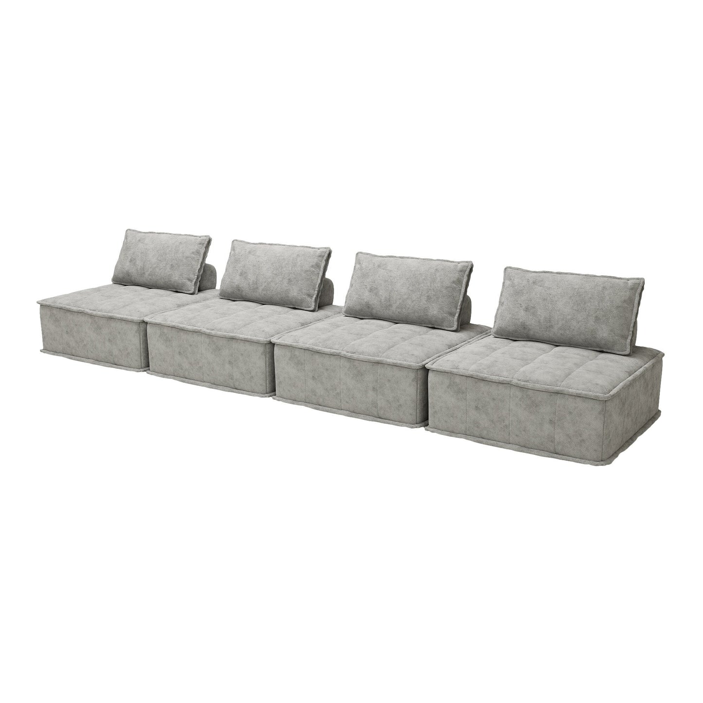 Ensemble de canapés carrés modulaires surdimensionnés 4 pièces en chenille avec coussins en mousse haute densité, combinaison libre