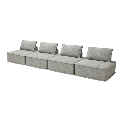 Ensemble de canapés carrés modulaires surdimensionnés 4 pièces en chenille avec coussins en mousse haute densité, combinaison libre