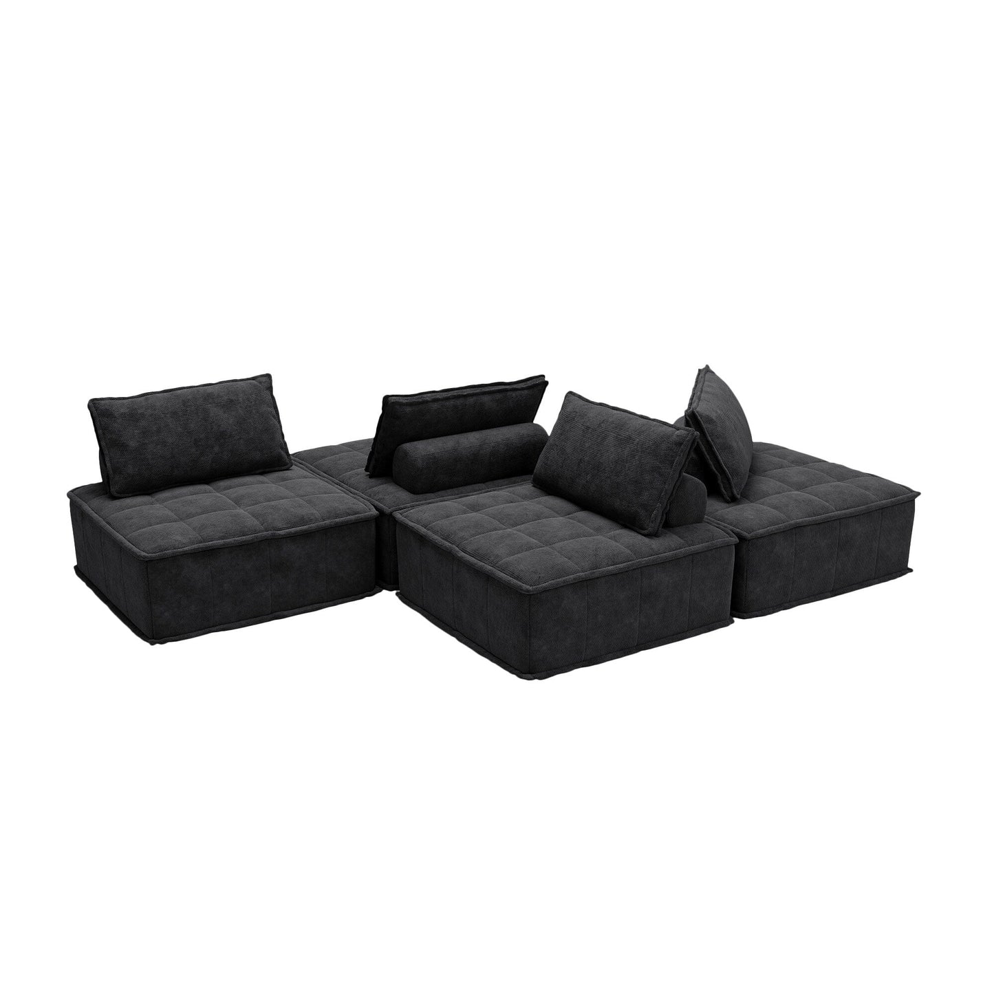 Ensemble de canapés carrés modulaires surdimensionnés 4 pièces en chenille avec coussins en mousse haute densité, combinaison libre