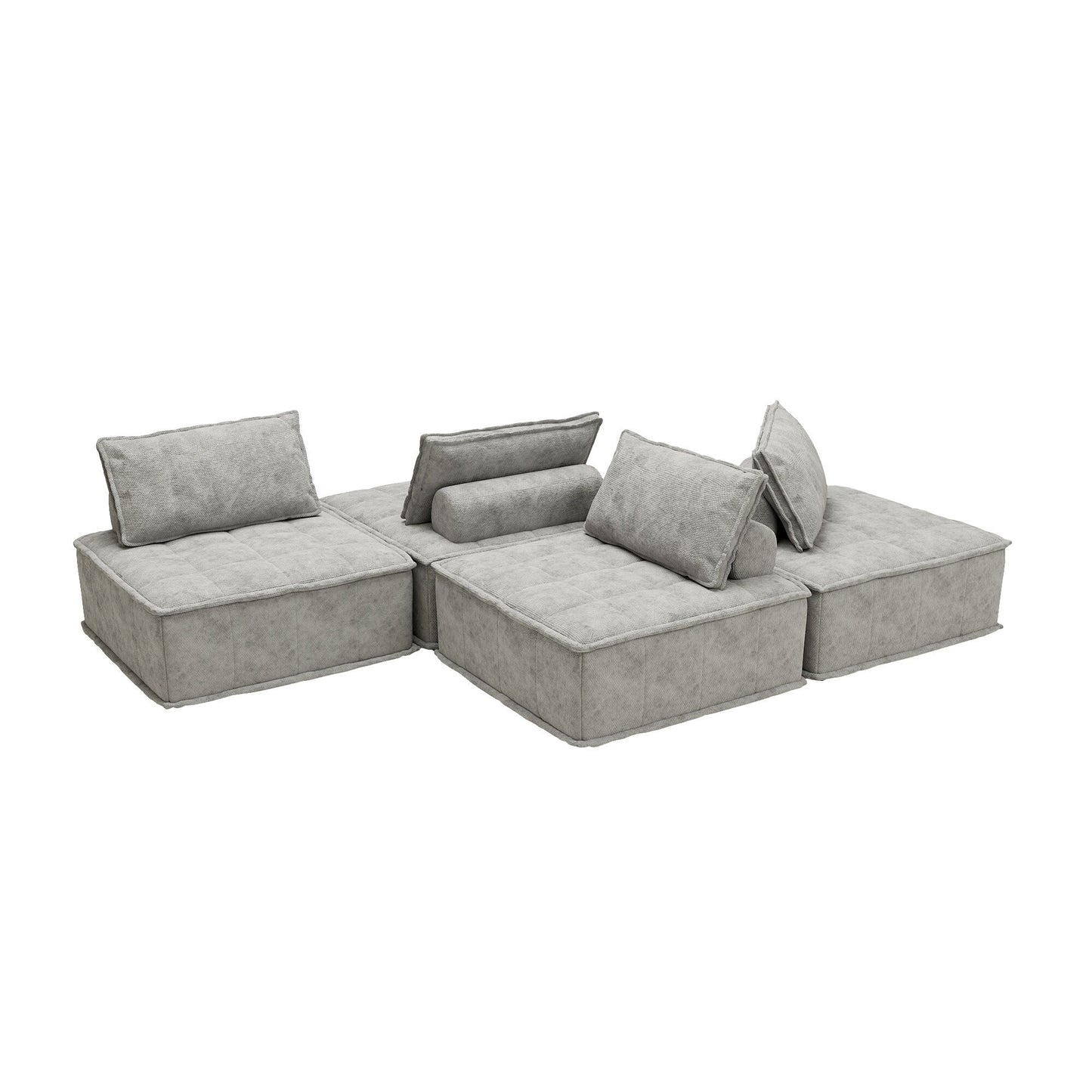 Ensemble de canapés carrés modulaires surdimensionnés 4 pièces en chenille avec coussins en mousse haute densité, combinaison libre