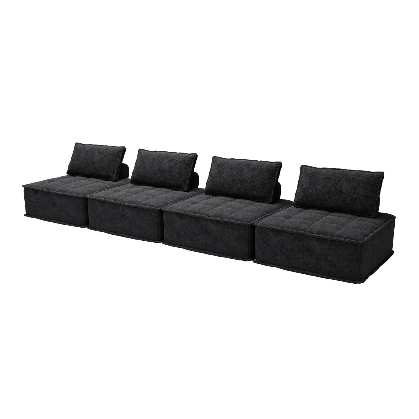 Ensemble de canapés carrés modulaires surdimensionnés 4 pièces en chenille avec coussins en mousse haute densité, combinaison libre