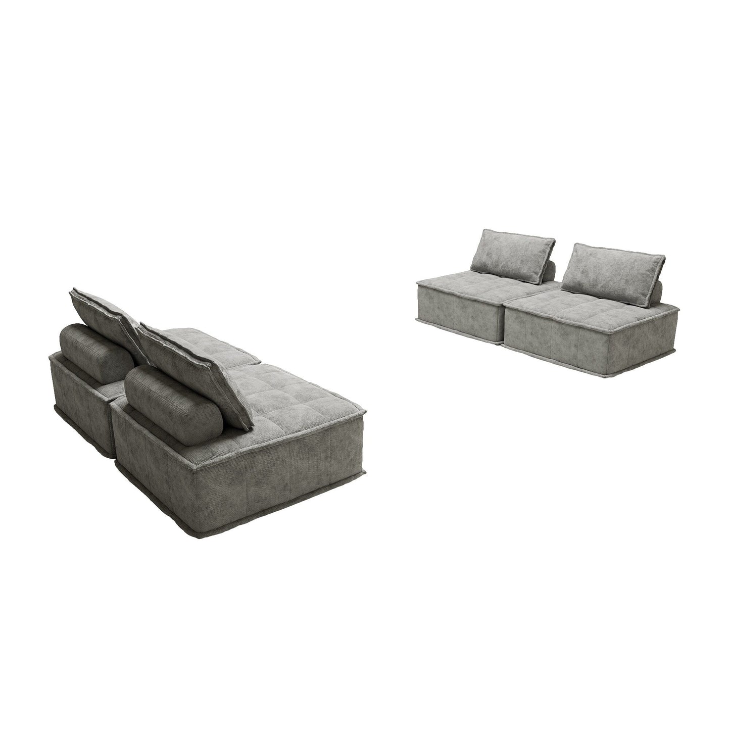 Ensemble de canapés carrés modulaires surdimensionnés 4 pièces en chenille avec coussins en mousse haute densité, combinaison libre