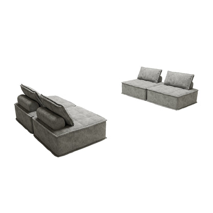Ensemble de canapés carrés modulaires surdimensionnés 4 pièces en chenille avec coussins en mousse haute densité, combinaison libre