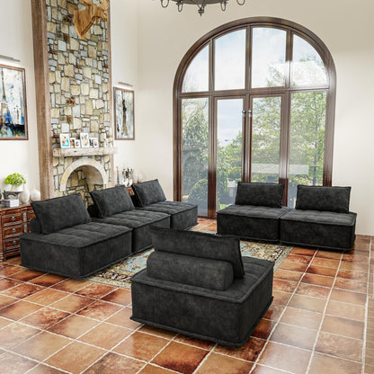 Ensemble de canapés carrés modulaires surdimensionnés en chenille, 6 pièces, avec coussins en mousse haute densité, combinaison libre