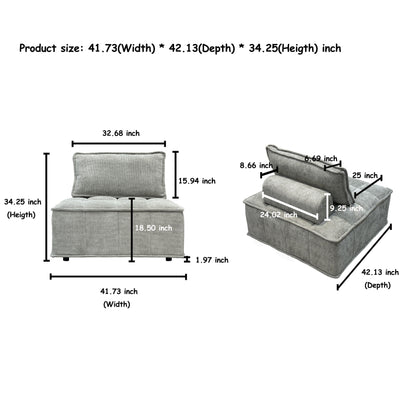 Ensemble de canapés carrés modulaires surdimensionnés en chenille, 6 pièces, avec coussins en mousse haute densité, combinaison libre