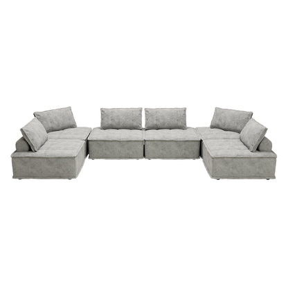 Ensemble de canapés carrés modulaires surdimensionnés en chenille, 6 pièces, avec coussins en mousse haute densité, combinaison libre