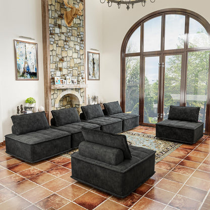 Ensemble de canapés carrés modulaires surdimensionnés en chenille, 6 pièces, avec coussins en mousse haute densité, combinaison libre